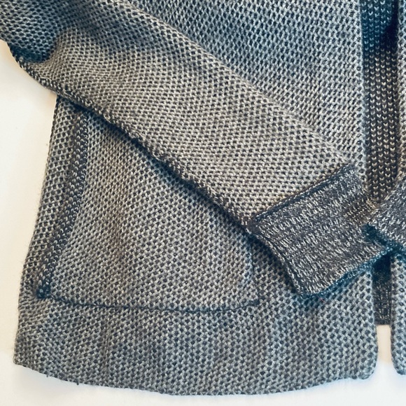 360 Sweater Open Cardigan Sz Small Wool Cashmere Blend Grey Black Hood Stitching - Picture 11 of 16
